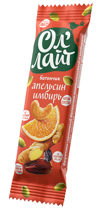 Батончик фруктово-ореховый ОлЛайт апельсин и имбирь