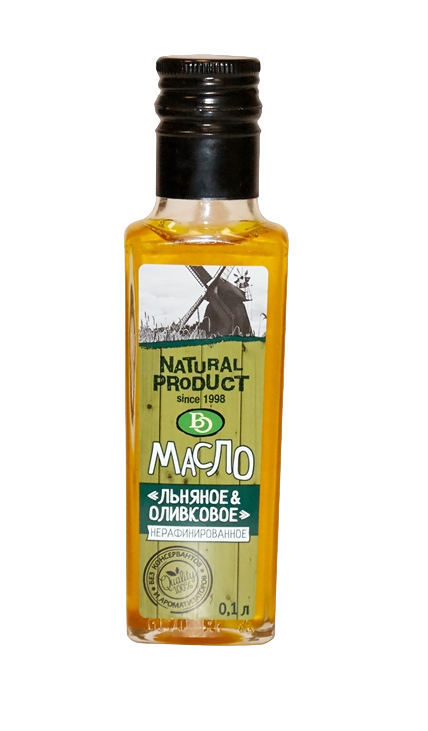Масло "БО" растительное - смесь масла льняного нерафинированного с маслом оливковым нерафинированным