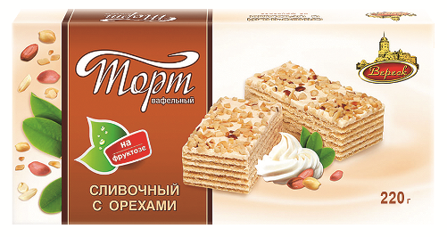 Торт вафельный "Сливочный с орехами" на фруктозе Вереск